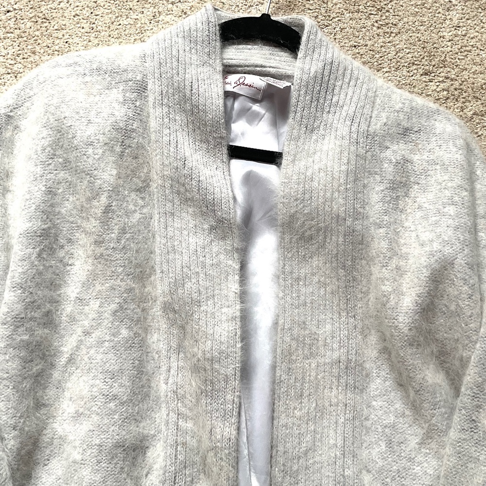 Vintage Eddie Dassin Gray Open Front Cardigan | Minimalist Wool Blend | Size M - Picture 4 of 14